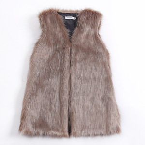 Chaleco de piel de zorro falso para mujer de invierno 2025, chaleco acolchado cálido sin mangas largo - Product Image 1