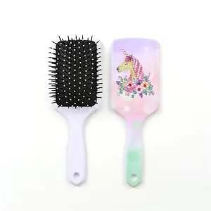 Dropshipping grosir mosaik berlian sisir bantalan udara hewan Unicorn Resin berlian Kit lukisan DIY hadiah sikat rambut