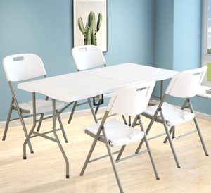 Nhiệm Vụ Nặng Nề 8ft 240Cm Trắng Nhựa HDPE Hình Chữ Nhật Trung Tâm Có Thể Gập Lại Đám Cưới Đảng Nhựa Trại Dã Ngoại Gấp Bảng Bán Buôn - Product Image 4