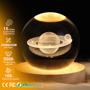 زخرفة سطح المكتب ديكور المنزل ضوء ليلي صغير 3D فن مضيئة الكرة الكريستال ضوء الليل مضيئة ضوء الكرة الكريستال - Product Image 1