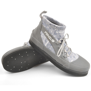 <span class=keywords><strong>Scarpe</strong></span> da Pesca Antiscivolo Impermeabili in Neoprene per Roccia e Barriera Corallina, con Suola in Feltro e Chiodi in Acciaio, Camouflage Grigio - Product Image 2