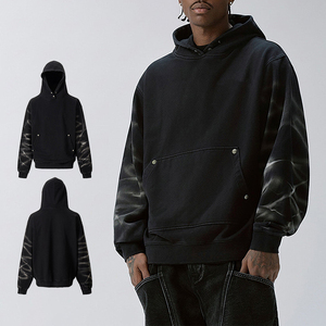 Sudadera con Capucha KingSen para Hombre, Algodón Lavado de Alto Gramaje, Mangas Tie-Dye, Ajuste Holgado, Estilo Urbano, Personalizable OEM, Venta al por Mayor - Product Image 1
