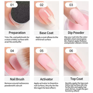 Lot de 4 pièces 10 ml : Poudre de trempage, Base liquide, Top Coat, Activateur, Saver de pinceaux pour système de gel de manucure à séchage naturel pour salon de manucure - Product Image 6