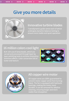 Aflion PC-Schrank Kühlung RGB Lüfter Computer Desktop Gaming Kühler Lüfter Kühler Kühler für PC-Schrank