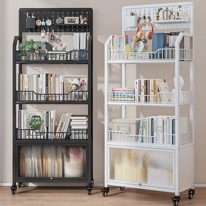 Étagère murale autoportante en métal de style bibliothèque, mobile et multifonctionnelle, au design nordique pour cuisine et salle de bain - Product Image 3