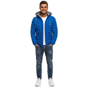 Chaqueta de Invierno para Hombre, Nueva, de Alta Calidad, Informal, Acolchada de Algodón, con Cuello Alto y Logotipo Frontal, con Cierre - Product Image 1