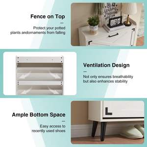 Meuble de rangement à chaussures moderne en bois avec 2 tiroirs rabattables et design porte de grange - Product Image 2