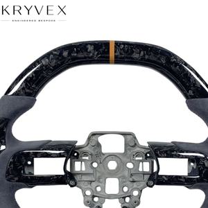 Volant en cuir et fibre de carbone personnalisé Kryvex pour <span class=keywords><strong>Ford</strong></span> <span class=keywords><strong>Focus</strong></span> Mustang 2015-2022 GT Shelby - Product Image 3