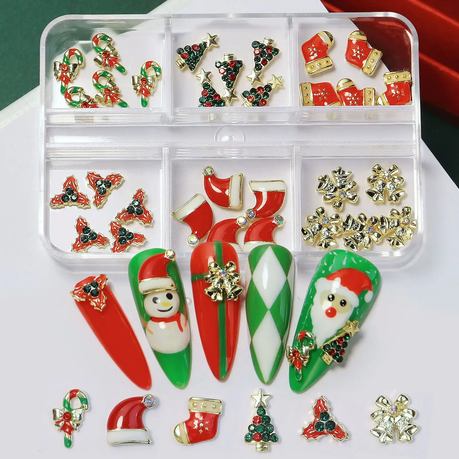 Nail Art Charm Rhinestone Merry Christmas Snowflake Colorful Enamel DIY Art Decoration Finger Jewelry