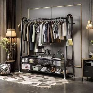 <span class=keywords><strong>Porte</strong></span>-vêtements sur pied en fer pour chambre, salon, balcon – Organisateur de vêtements multifonctionnel moderne – Portemanteaux - Product Image 4