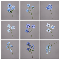 Fleurs artificielles en soie bleue en gros, tiges simples, fausses fleurs pour mariage, événements et décoration intérieure