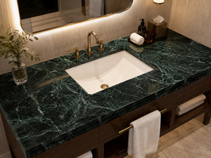 Comptoir de salle de bain en marbre vert varié de 31, 37, 49, 61 pouces, avec crédence, en marbre vert foncé <span class=keywords><strong>Marmi</strong></span> Verde Alpi préfabriqué - Product Image 4