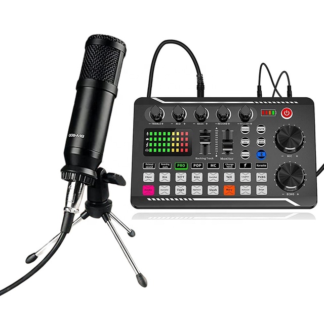 Bm800 F998 Microphone and Sound Card Set Recording Karaoke Live Podcast Equipment Bundle Studio Professional Microphone