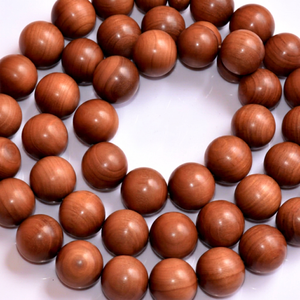 Perles Mala en bois de santal pur de 22 mm avec un parfum boisé doux, écologiques, naturelles, brunes dorées foncées, d'âge supérieur à 50 ans - Product Image 1