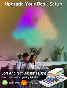 Panel de Luz LED Hexagonal <span class=keywords><strong>RGB</strong></span>, Sincronización con Música, Control por Aplicación Inteligente, Luz de Pared Modular Quantum <span class=keywords><strong>para</strong></span> Sala de Juegos, Dormitorio, Decoración del Hogar - Product Image 5