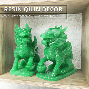 Middle Size Hand-<strong>painted</strong> Resin Wealth Qilin Dragon Horse Chinese <strong>Unicorn</strong> Kei Loons Sculpture Ornaments for Home Feng Shui Art - Product Image 3