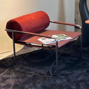 Nieuw Ontwerp Creatief Roestvrijstalen Frame Lederen Gevlochten Cilindrische Rugleuning Home Bar Coffeeshop Hotel Vrijetijdsstoel - Product Image 5