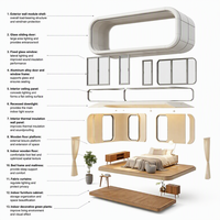 Cabine préfabriquée autonome de 5m avec salle de bain intégrée, cabine de champ modulaire avec toilettes, chambre à coucher, climatiseur, etc. – Cabine portable Apple
