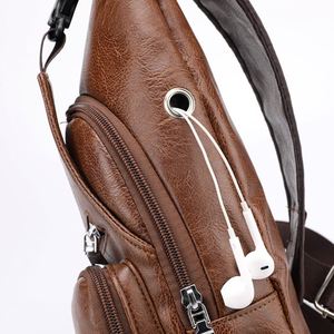 Bolsos cruzados para hombre, bandoleras de cuero con USB, mochilas de hombro, bolsos diagonales, mochilas de viaje - Product Image 3