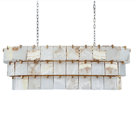 Grand lustre carré en albâtre blanc de luxe, luminaire suspendu pour hall d'hôtel, salon, chambre à coucher, salle à manger
