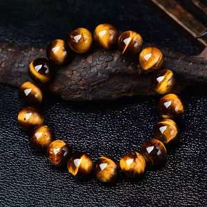 สร้อยข้อมือคริสตัลแฟชั่นผู้ชายหินตาเสือสีเหลืองธรรมชาติแบบห่วงเดียว ของขวัญวันวาเลนไทน์ - Product Image 2