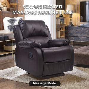 Modern Faux Leather <b>Recliner</b> <b>Chair</b> One Seat Manual Button Operation Cushion Back Padded Arms Metal Frame Contemporary Design - Product Image 2
