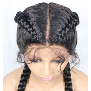 วิกผมถักเปียแบบลูกไม้ด้านหน้า ยาว 36 นิ้ว วิกผมถักเปียแบบลูกไม้ด้านหน้าทรงทวินส์คอร์นโรว์ สำหรับผู้หญิงผิวดำ - Product Image 3