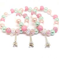 Bracelet extensible perlé personnalisé avec pendentif mode, breloque étoile, perles scintillantes et nœud en dentelle pour filles et enfants