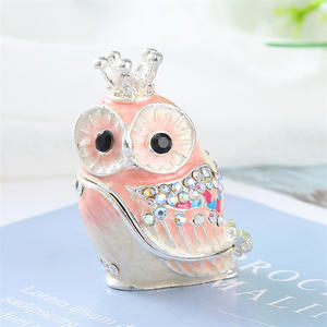 Bruiloft Sieraden Doos Email Uil Legering Opbergdoos Ambachtelijke Geschenkverpakking - Product Image 1