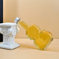 Bouteille en verre personnalisée de 200 ml en forme de violon plaqué, unique pour vin, whisky, vodka, agave, brandy, avec bouchon à vis et impression sérigraphique