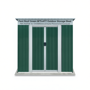 Capanno da Giardino in Metallo con Tetto a Falda Verde 6FTx4FT, Struttura Esterna Durevole con Telaio in Alluminio Verniciato a Polvere - Product Image 1