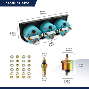 Wenle 2 ''52mm mekanik krom evrensel 12V 24V siyah çerçeve voltmetre su sıcaklığı yağ basıncı üçlü 3 göstergeler kiti evrensel - Product Image 4