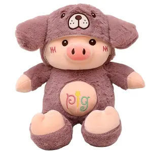 Nuova trasformazione bambola maialino farcito peluche cartone animato bambola regalo produttore all'ingrosso regalo di compleanno grande bambola di pezza