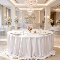 Nappe Ronde Tricotée Blanche Unie pour Banquet de Mariage, Anti-Plis, Ignifuge, Luxe Léger, Haut de Gamme