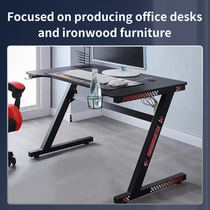 Scrivania Moderna con Struttura in Metallo e Piano in Legno, Tavolo da <span class=keywords><strong>Studio</strong></span> e Ufficio, Scrivanie per Computer con Dimensioni e Colori Personalizzabili per Gaming e Uso Ufficio - Product Image 2