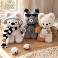 Peluche renard mignon et moelleux, jouet en peluche doux, poupée animal en peluche, peluche renard kawaii avec casque et microphone, cadeau d'anniversaire pour enfants