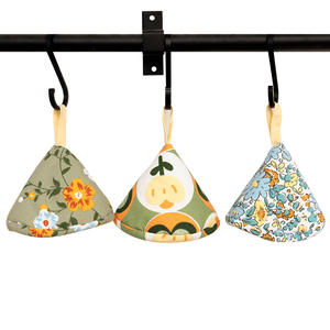 Couvre-casserole triangulaire de style rustique avec motif floral, en toile de coton isolante thermiquement, pour la poignée des casseroles - Product Image 5