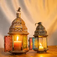 Antieke Kleur Bruiloft Decoratieve Ramadan Metalen Kaars Lantaarn