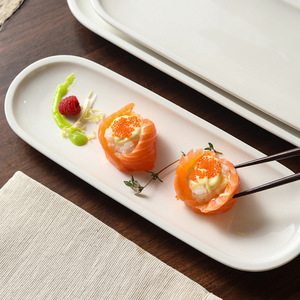 Juego de Platos de Cerámica Ovalados Blancos Brillantes, Plato Largo para Servir <span class=keywords><strong>Sushi</strong></span>, Aperitivos y Postres en Casa o en Restaurantes - Product Image 3