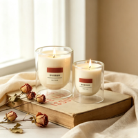 Bougie d'aromathérapie haut de gamme pour chambre à coucher, longue durée, en cire de soja, double paroi, pot en verre transparent, pour anniversaire, mariage, désodorisant d'ambiance