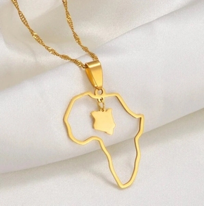 Collares con colgante de <span class=keywords><strong>mapa</strong></span> de África de acero inoxidable, joyería al por mayor, collar de cadena de oro con mapas de <span class=keywords><strong>Kenia</strong></span>, Congo, Nigeria, Sudán y Camerún - Product Image 3