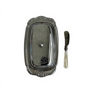 Silver Butter Dish With Lid Brass & Stainless Steel Food Contact Safe Premium Quality Butter Dish Tray For Table Accessory - Product Image 1