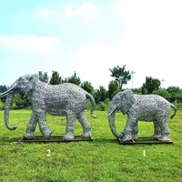 Sculpture d'éléphant en acier inoxydable, ajourée et sculptée, pour la décoration extérieure de jardins et parcs