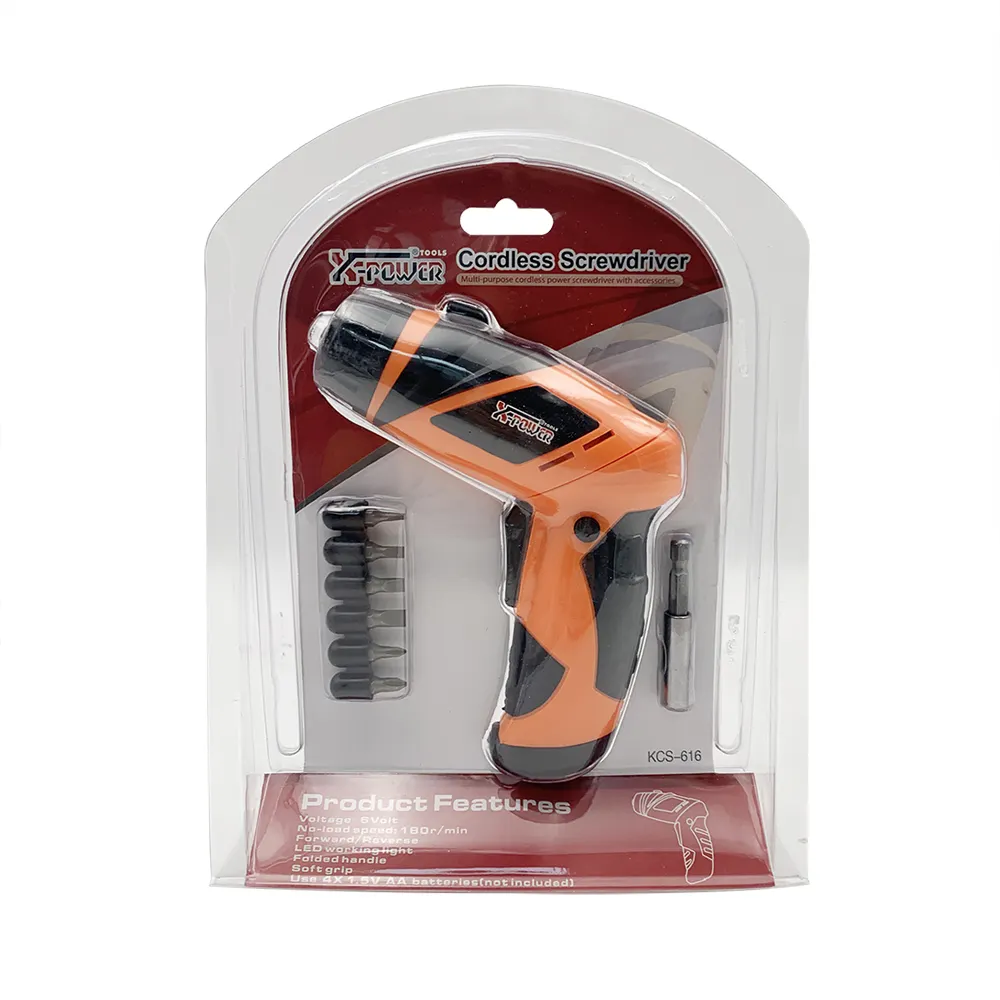 KCS616A-S7B hot sale 6Voltage 4*1.5V AA battery powered screwdriver with LED with folding handle set