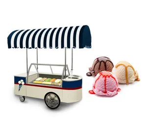 Trolley Gefrier schränke Mobile Popsicle Ice Cream Food Truck Push Cart/Gelato Cart/Eis wagen mit Gefrier schrank zu verkaufen