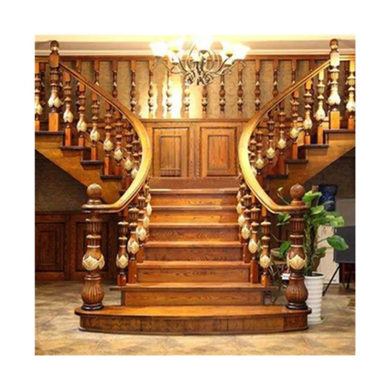 Luxe houten stairway rails klassieke massief houten trap