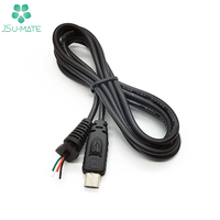 Câble d'alimentation à angle L Micro USB B nu avec queue de cochon Personnalisé 90 degrés droite/gauche V8 USB Micro B vers câble à extrémité ouverte étamé