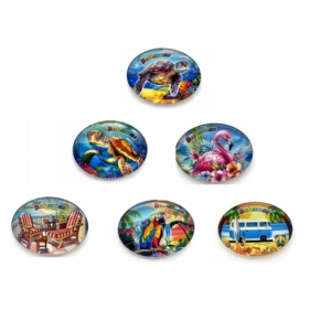 Bahamas 3D Crystal Glass Resin Fridge Magnet Sea Shell and Ocean Turtle Pattern with Art Deco Style Souvenir Magnetic <b>Sticker</b> - Product Image 3