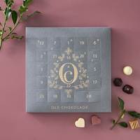 Boîte de calendrier de l'avent en chocolat avec feuille d'or personnalisée, 24 portes, emballage cadeau de Noël de luxe en forme de livre magnétique