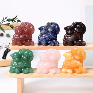 หินคริสตัลธรรมชาติแกะสลักรูปสัตว์ รูปหมี สำหรับตกแต่งบ้าน ขายส่ง - Product Image 3